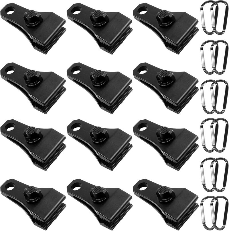 CLIO Upgrade Large Tarp Clips Heavy Duty Lock Grip - Total 24 PCs Tarp Clamps Thumb Screw Tent Fasteners with Carabiner for Camping Awnings Caravan Canopies Car Truck Swimming Pool Boat Cover Clips - Image 1